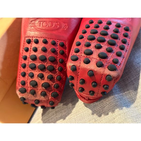 Tod's Red Leather Loafers - Picture 9 of 10